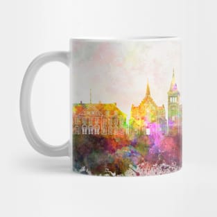 Aarhus skyline in watercolor background Mug